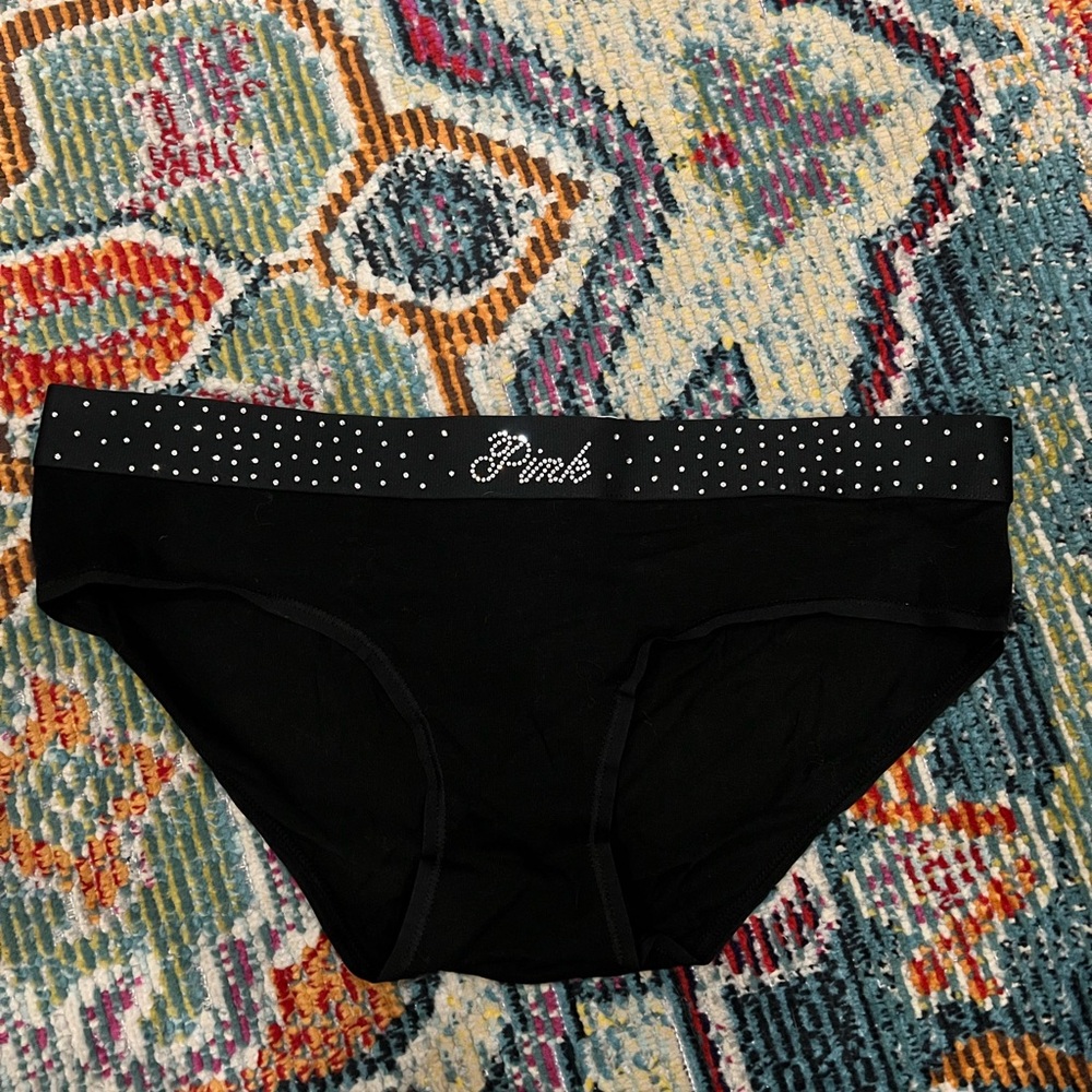 Victoria's Secret Black Panties with Rhinestone Detail